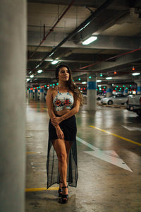 Falda con transparencia y short interno